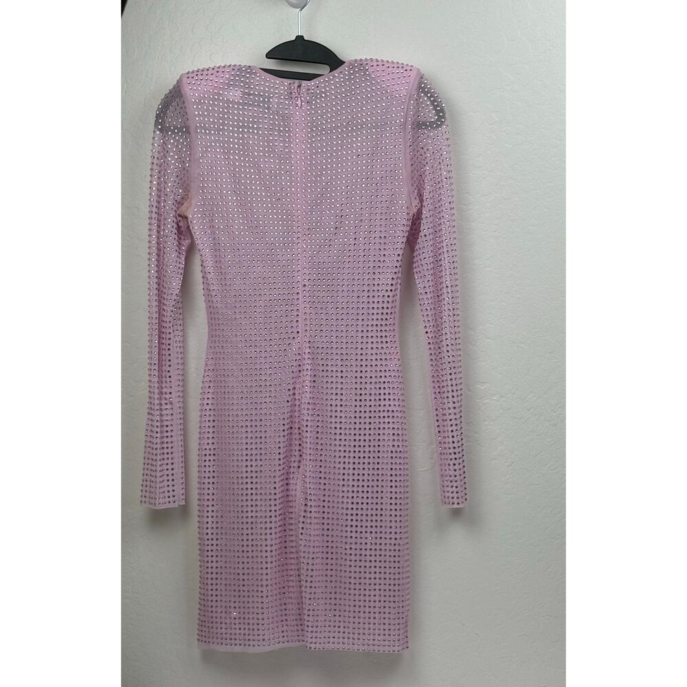 Self Portrait Pink Rhinestone Mini Dress Size 2 - Picture 2 of 13